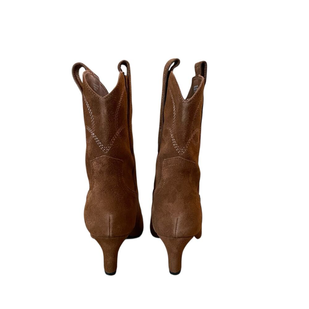 Black Suede Studio Suede Western Booties Women's US 8 Cela Snip Toe Brown NEW - Picture 8 of 16